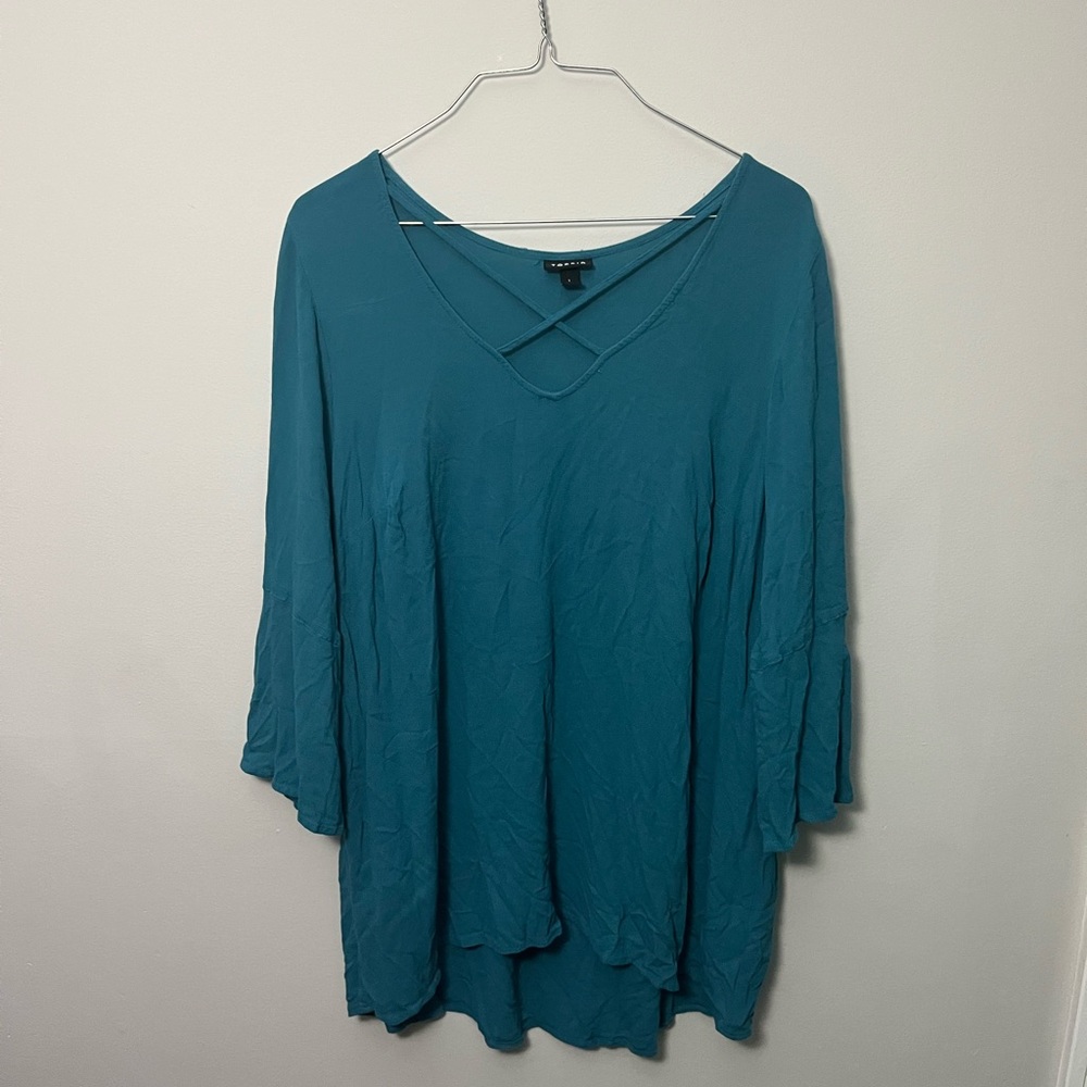 TORRID Teal, Blue Green Long Sleeve Blouse